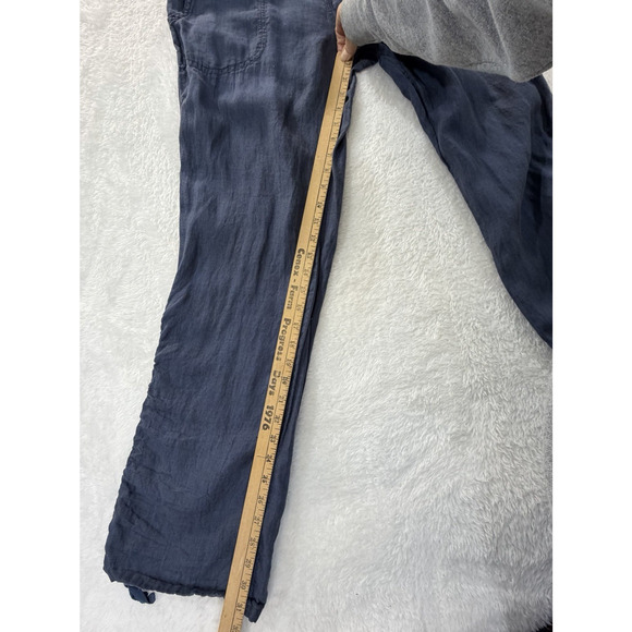 Toad & Co Lina Pant 100% Linen Ruched Jogger Pull On Blue Natural Fibers Pockets - Picture 4 of 15
